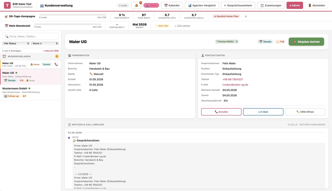 CRM-Dashboard — B2B Sales Tool von Ventas Webdesign