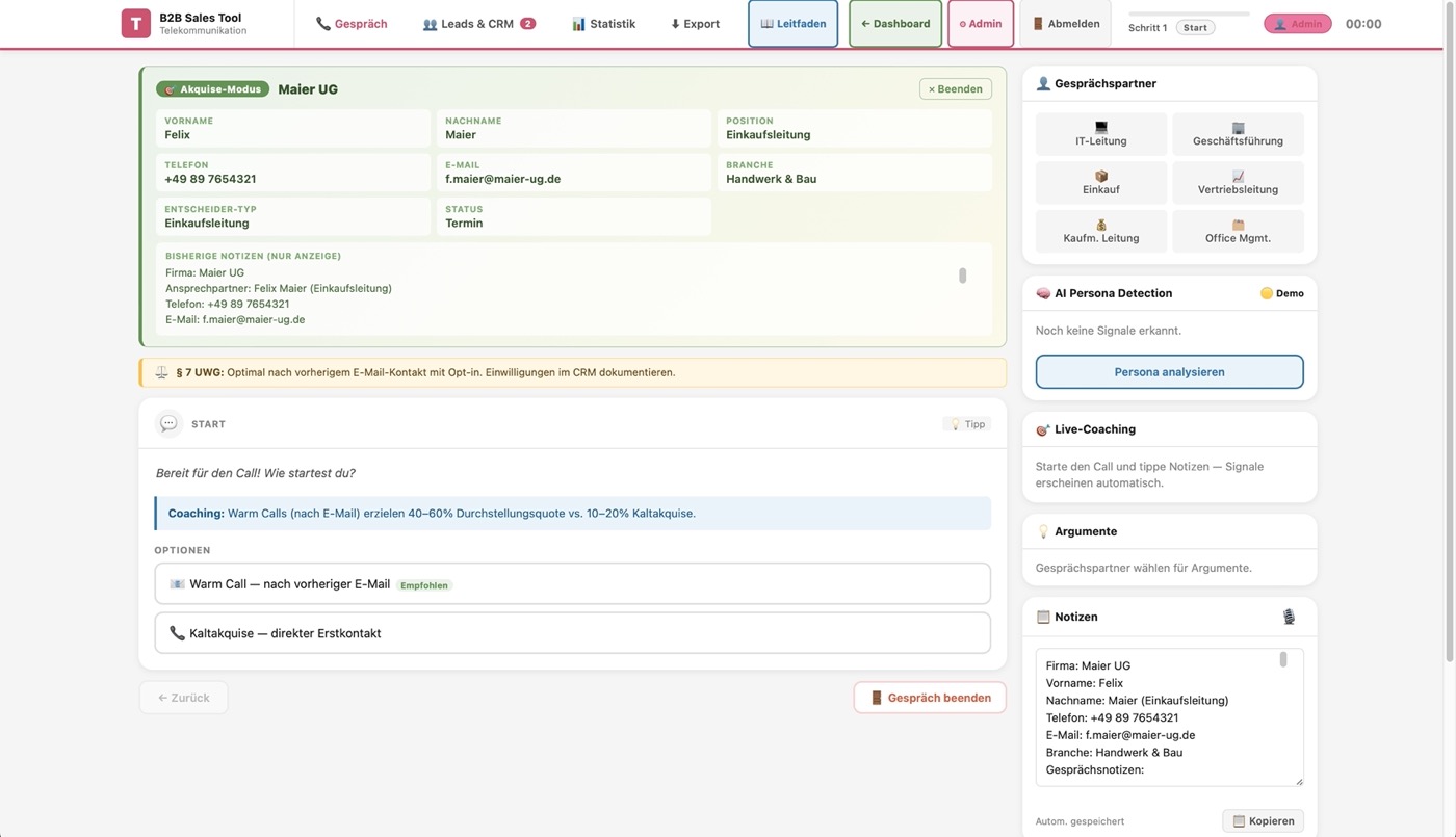 KI-Gesprächsassistent mit Live-Coaching — B2B Sales Tool